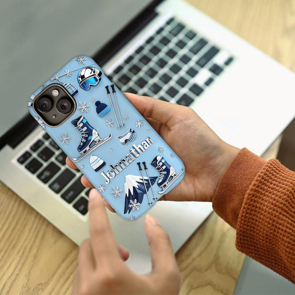 Skiing Makes Me Happy - Personalized Skiing Full Print Phone Case