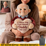 A Warm Hug From Heaven - Personalized Memorial Hot Water Bottle With Cover
