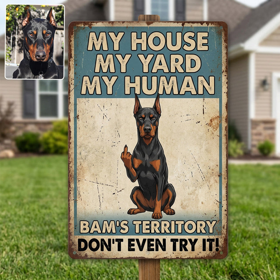 Funny Waring Sign For Pet Owner - Personalized Dog Rectangle Metal Sign