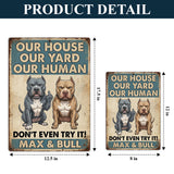Funny Waring Sign For Pet Owner - Personalized Dog Rectangle Metal Sign
