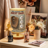 We Caught The Best Dad - Personalized Baseball Table Lamp with Wood Base