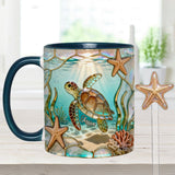 Love Turtle - Personalized Turtle Set Accent Mug with Acrylic Stirrers