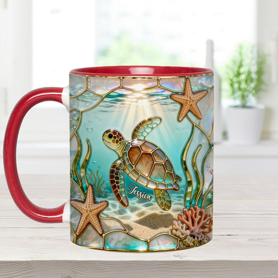 Love Turtle - Personalized Turtle Set Accent Mug with Acrylic Stirrers