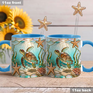 Love Turtle - Personalized Turtle Set Accent Mug with Acrylic Stirrers