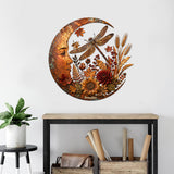 Autumn Moon and Dragonfly Metal Wall Art - Personalized Dragonfly Cut Metal Sign