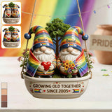 Growing Old Together LGBTQ Gay Lesbian Gift - Personalized LGBT Support Hanging Pot