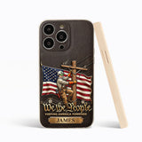 We The People - Personalized Lineman 3D Embossed Leather Phone Case