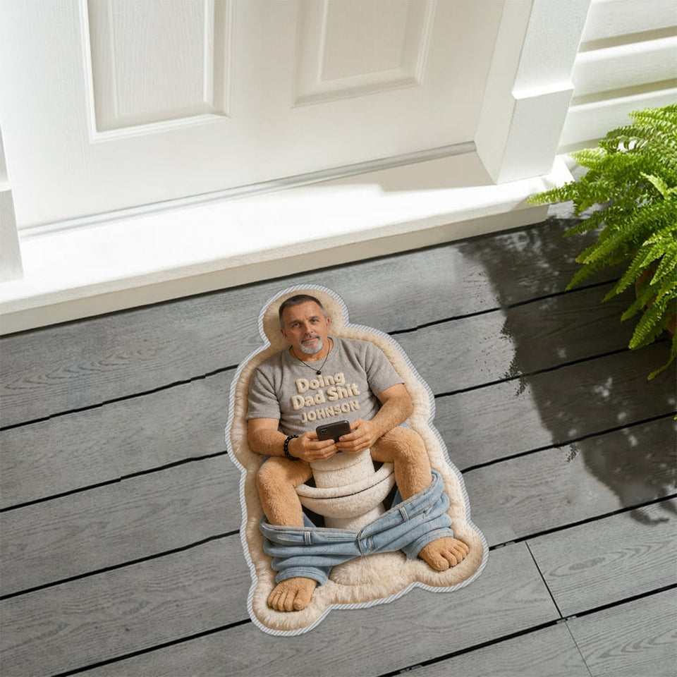 Custom Any Photo Doing Dad Shit - Personalized Father Non-Slip Tufted Rug