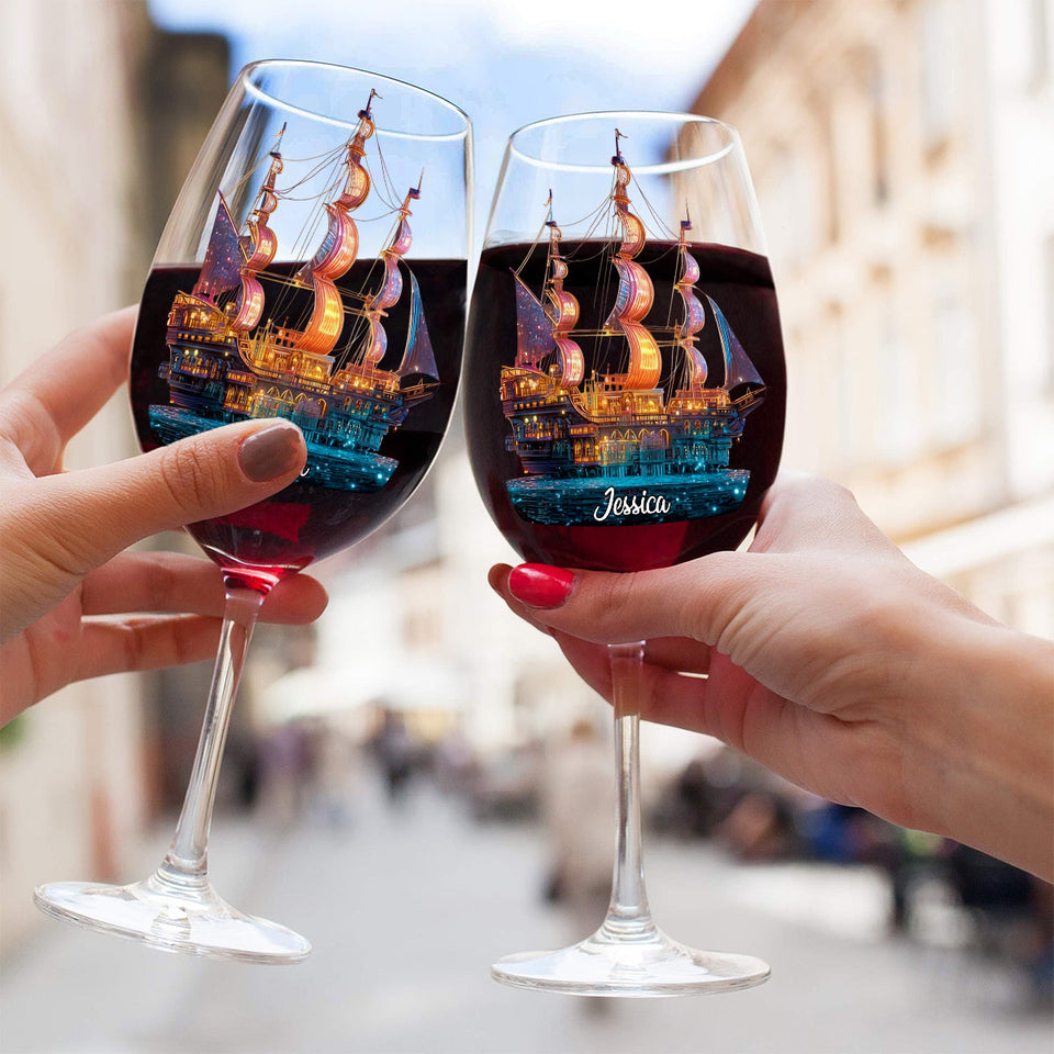 Magical Night - Personalized Boating Wine Glass With Long Stem