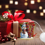 Cute Snowman Initial Alphabet - Personalized Family LED Light Ornament
