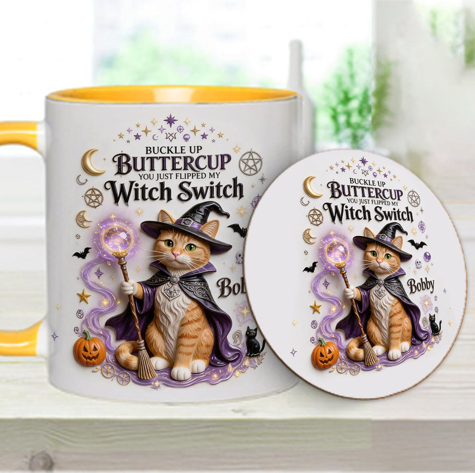 Cat Witch - Personalized Cat Accent Mug & Coaster