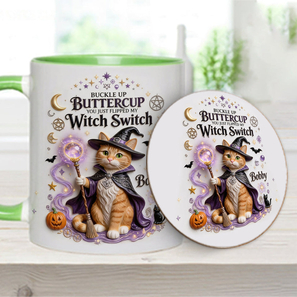 Cat Witch - Personalized Cat Accent Mug & Coaster