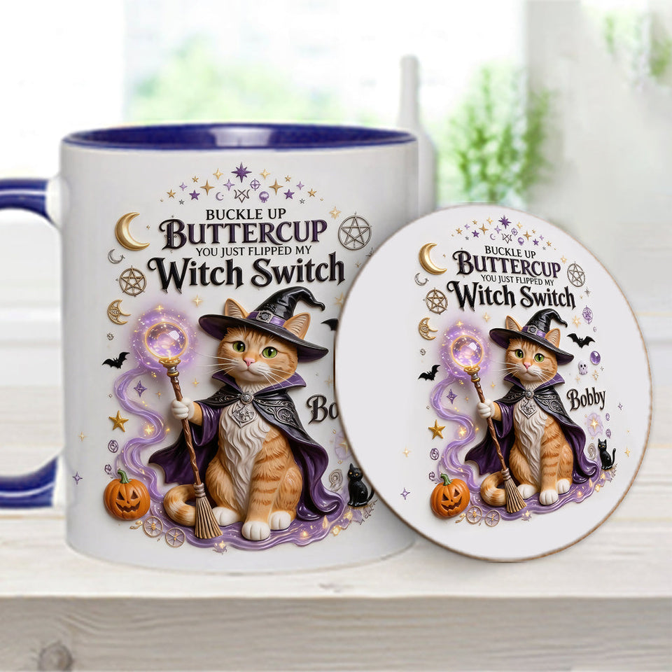 Cat Witch - Personalized Cat Accent Mug & Coaster