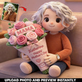 Custom Any Photo Beautiful Bouquet For Mom, Grandma - Personalized Mother Faux Fur Shaped Pillow