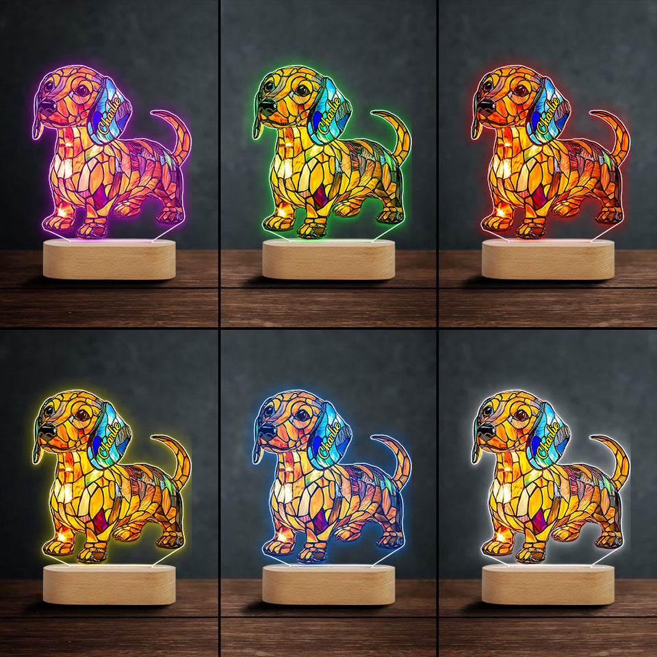 Love My Dog - Personalized Dachshund Shaped Plaque Light Base