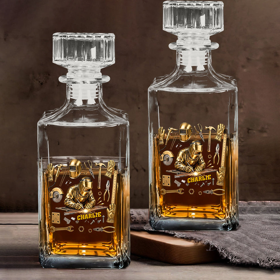Strong Welder - Personalized Welder Whiskey Decanter Set