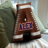 Football Initials Name Custom Alphabet - Personalized Football Faux Fur Shaped Pillow
