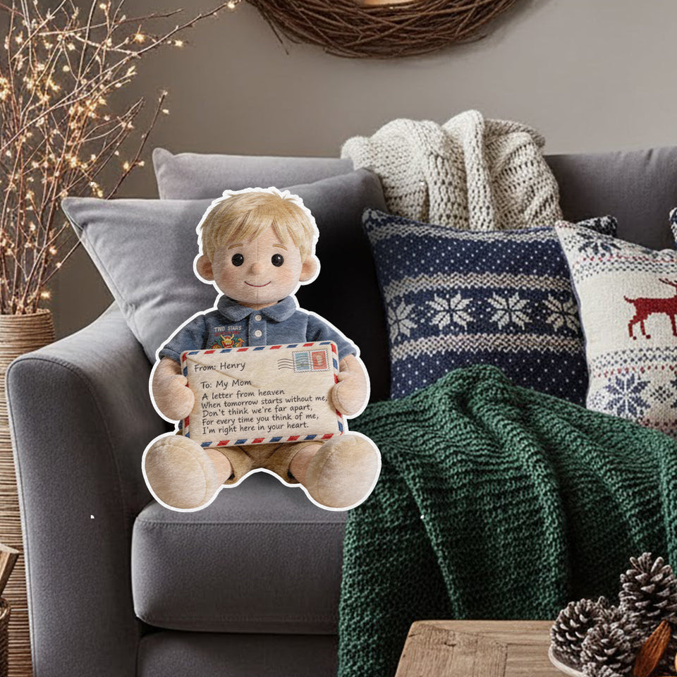 A Letter From Heaven - Personalized Memorial Faux Fur Shaped Pillow