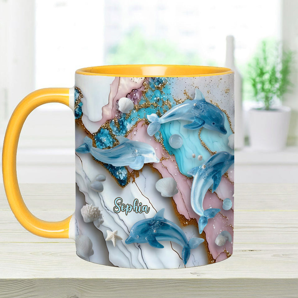 Salty Lil' Beach Turtle Mermaid Seahorse Dolphin - Personalized Sea Lover Accent Mug