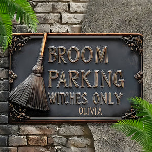 Broom Parking Witches Only - Personalized Witch Rectangle Metal Sign