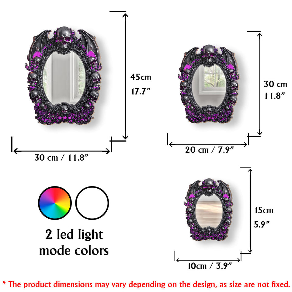 Skull Halloween - Personalized Skull Wall Mirror With LED Light