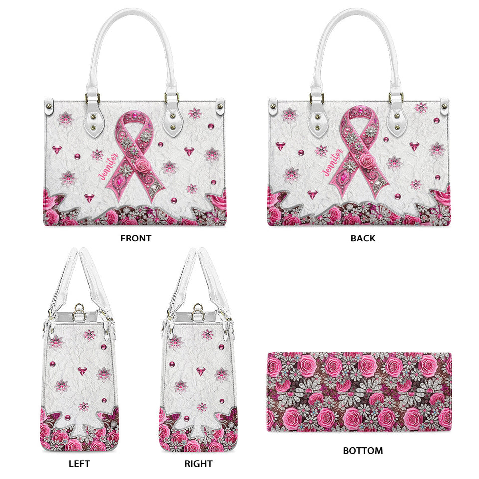 Breast Cancer Awareness - Personalized Breast Cancer Awareness Leather Handbag
