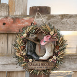 Cowboy & Cowgirl Couple. Western House Decoration - Personalized Western Outfit Custom Shaped Wood Sign