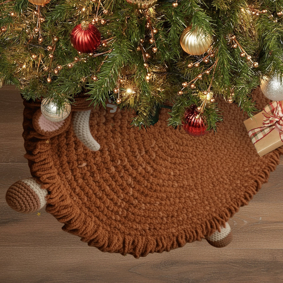 Cute Baby Cow - Personalized Highland Cow Shaped Tree Skirt