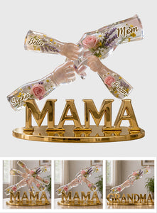 Mama Holding Hands With Love - Personalized Mother Custom Shaped Acrylic Plaque
