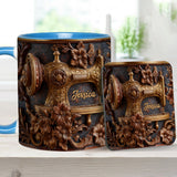 Just A Woman Who Loves Sewing - Personalized Sewing Accent Mug & Coaster