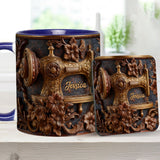Just A Woman Who Loves Sewing - Personalized Sewing Accent Mug & Coaster