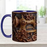 Just A Woman Who Loves Sewing - Personalized Sewing Accent Mug & Coaster