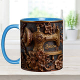 Just A Woman Who Loves Sewing - Personalized Sewing Accent Mug & Coaster