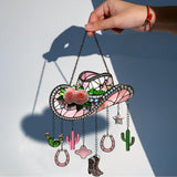 Pink Cowgirl Boots - Personalized Cowgirl Window Hanging Suncatcher With Charms
