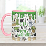 Just A Girl Who Loves Gardening - Personalized Gardening Accent Mug