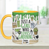 Just A Girl Who Loves Gardening - Personalized Gardening Accent Mug