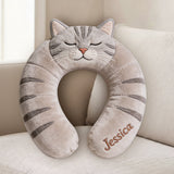 Cute Animal Travel Pillow - Personalized Cat Premium Faux Fur Pillow