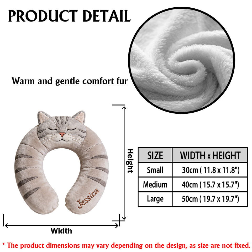 Cute Animal Travel Pillow - Personalized Cat Premium Faux Fur Pillow