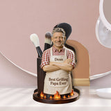 Best Dad Ever - Personalized Wooden Grilling Utensils Holder