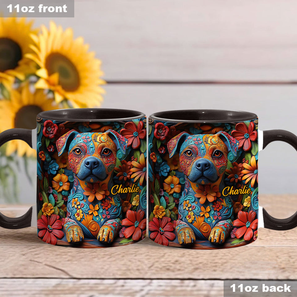 Colorful Pit Bull Dreams - Personalized Dog Accent Mug