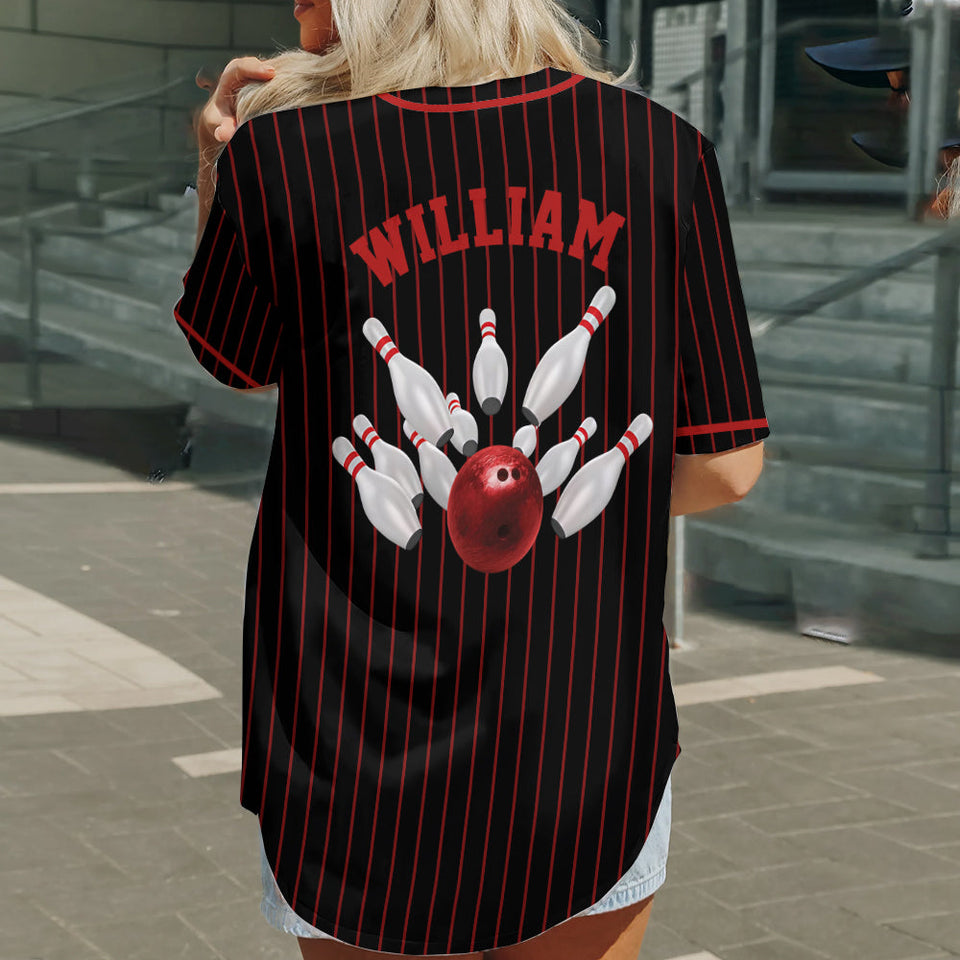 I'd Rather Be Bowling - Personalized Bowling Baseball Jersey