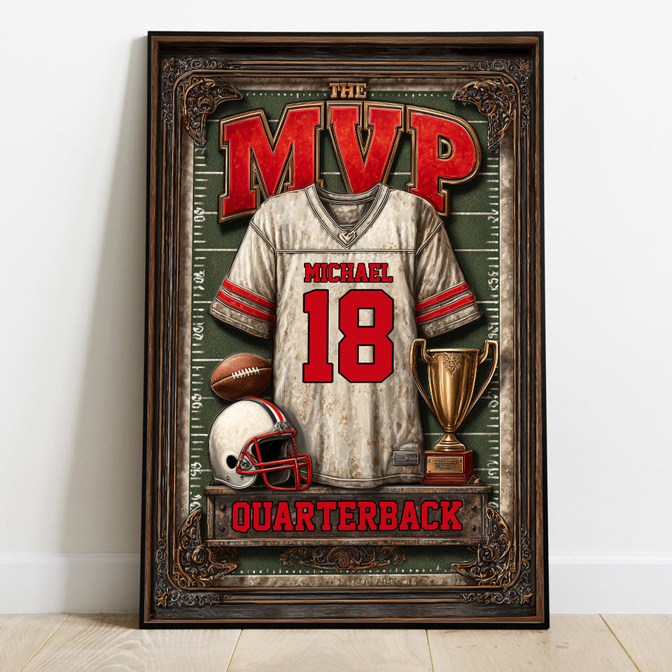 Gift For Football Son/ Daughter - Personalized Football Canvas And Poster