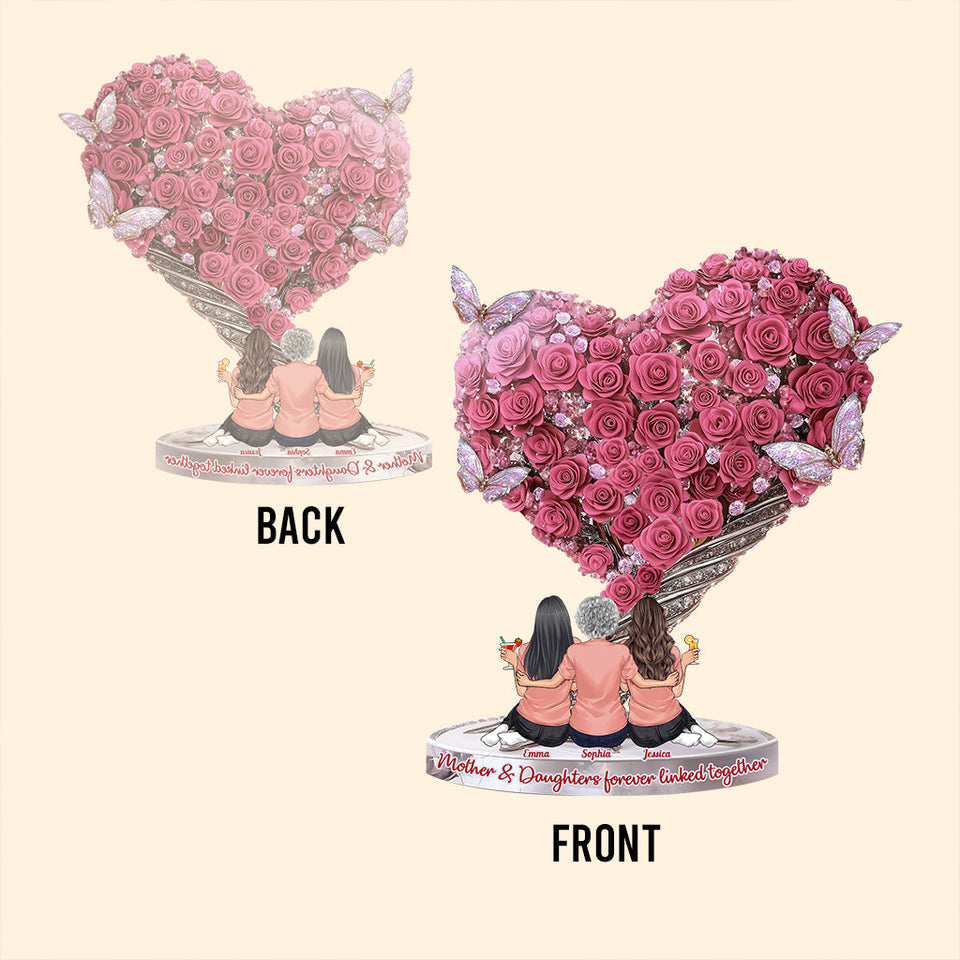 Mother And Daughters Forever Linked Together - Personalized Mother Custom Shaped Acrylic Plaque