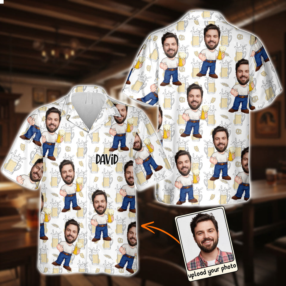 Funny Face Caricature Beer - Personalized Beer Hawaiian Shirt