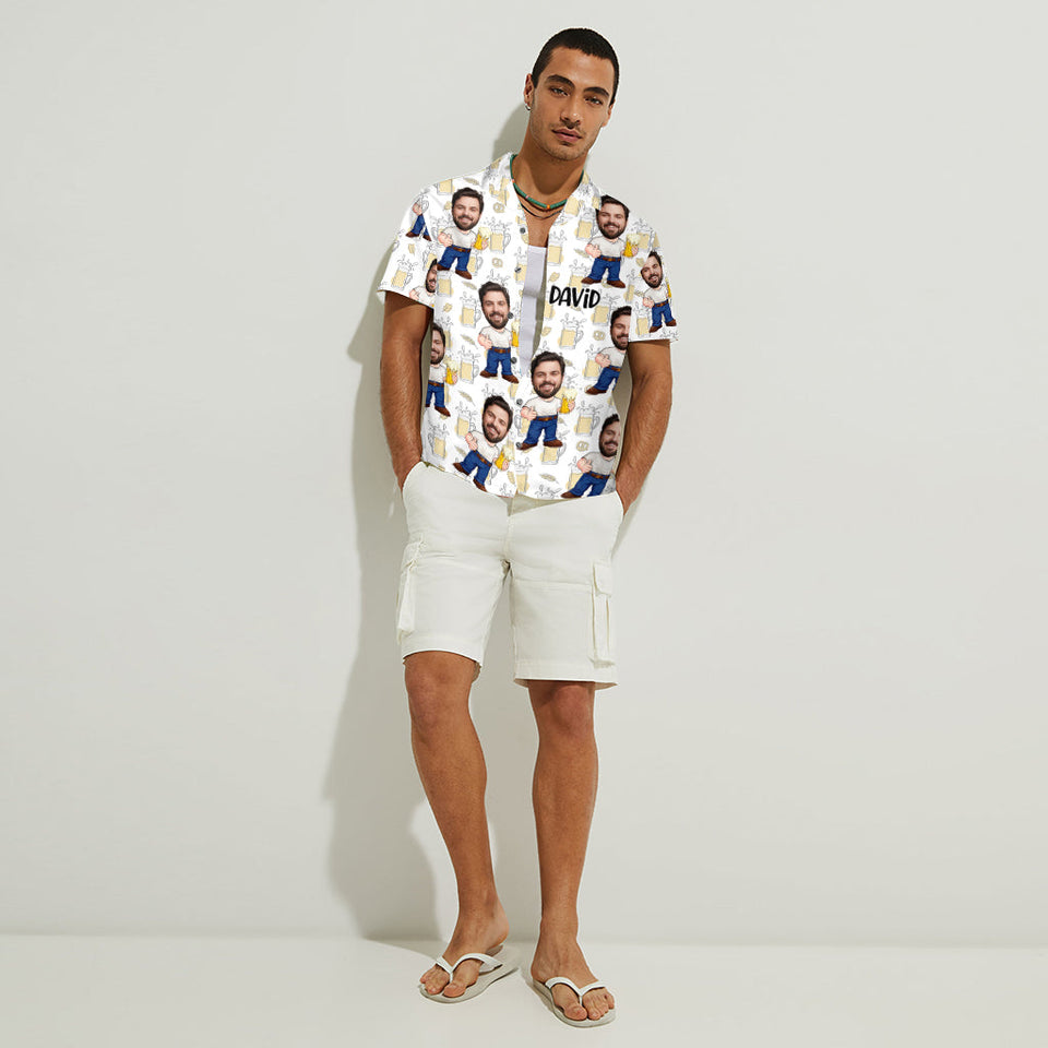 Funny Face Caricature Beer - Personalized Beer Hawaiian Shirt