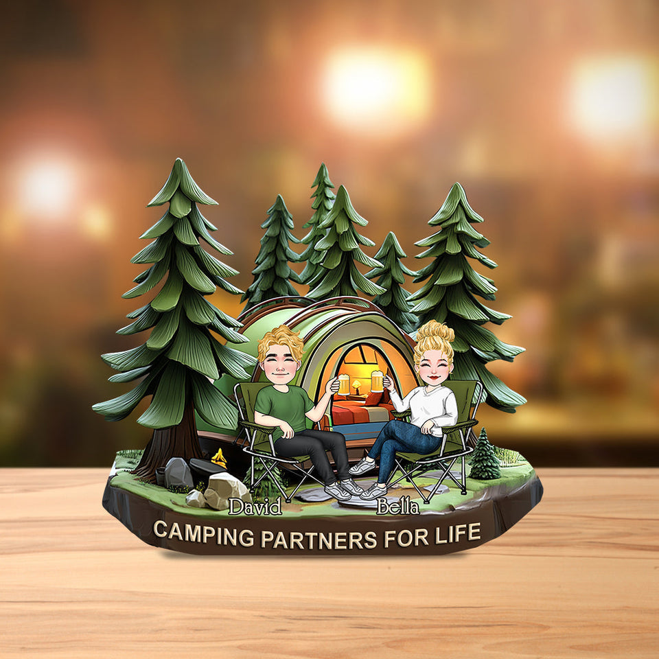 Camping Partners For Life - Personalized Camping Custom Shaped Acrylic Plaque