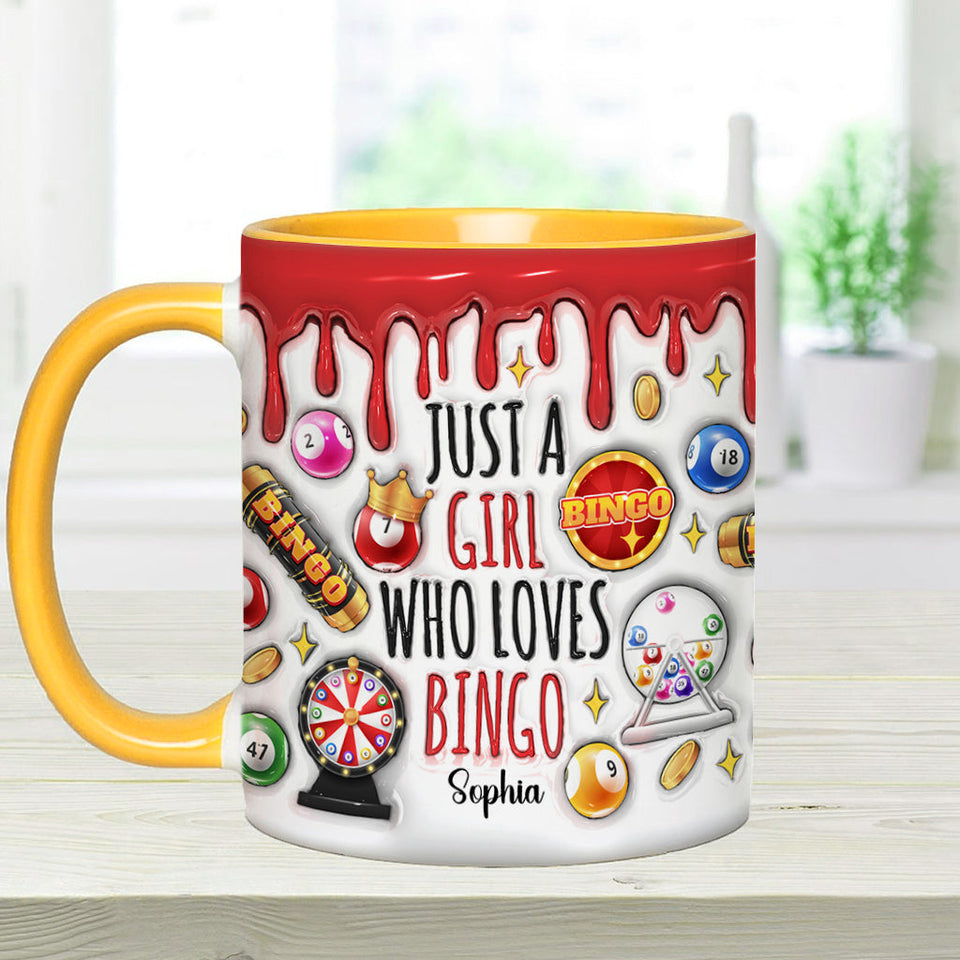 Just A Girl Who Loves Bingo - Personalized Bingo Player Accent Mug