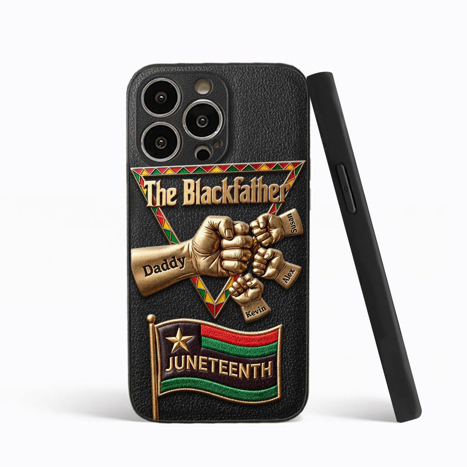 The Blackfather - Personalized Father 3D Embossed Leather Phone Case