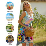 Sparkling Playful Turtle & Floral - Personalized Turtle Sleeveless Dress