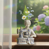 Toile De Jouy Vintage Sewing Lady - Personalized Sewing Custom Shape Acrylic Flower Vase